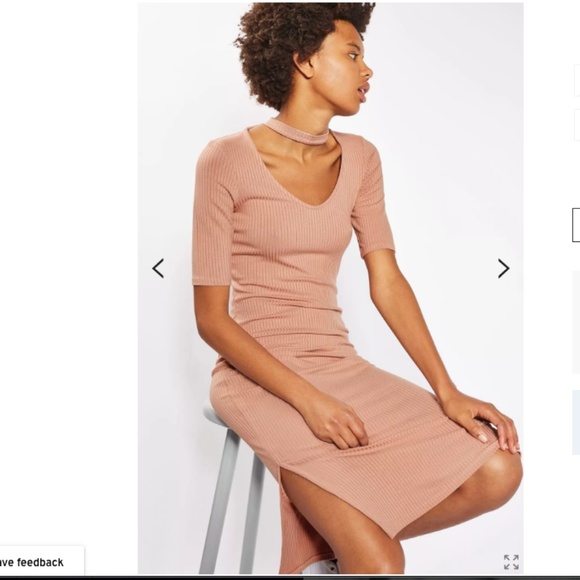 topshop | choker neck ribbed midi dress - Picture 3 of 8